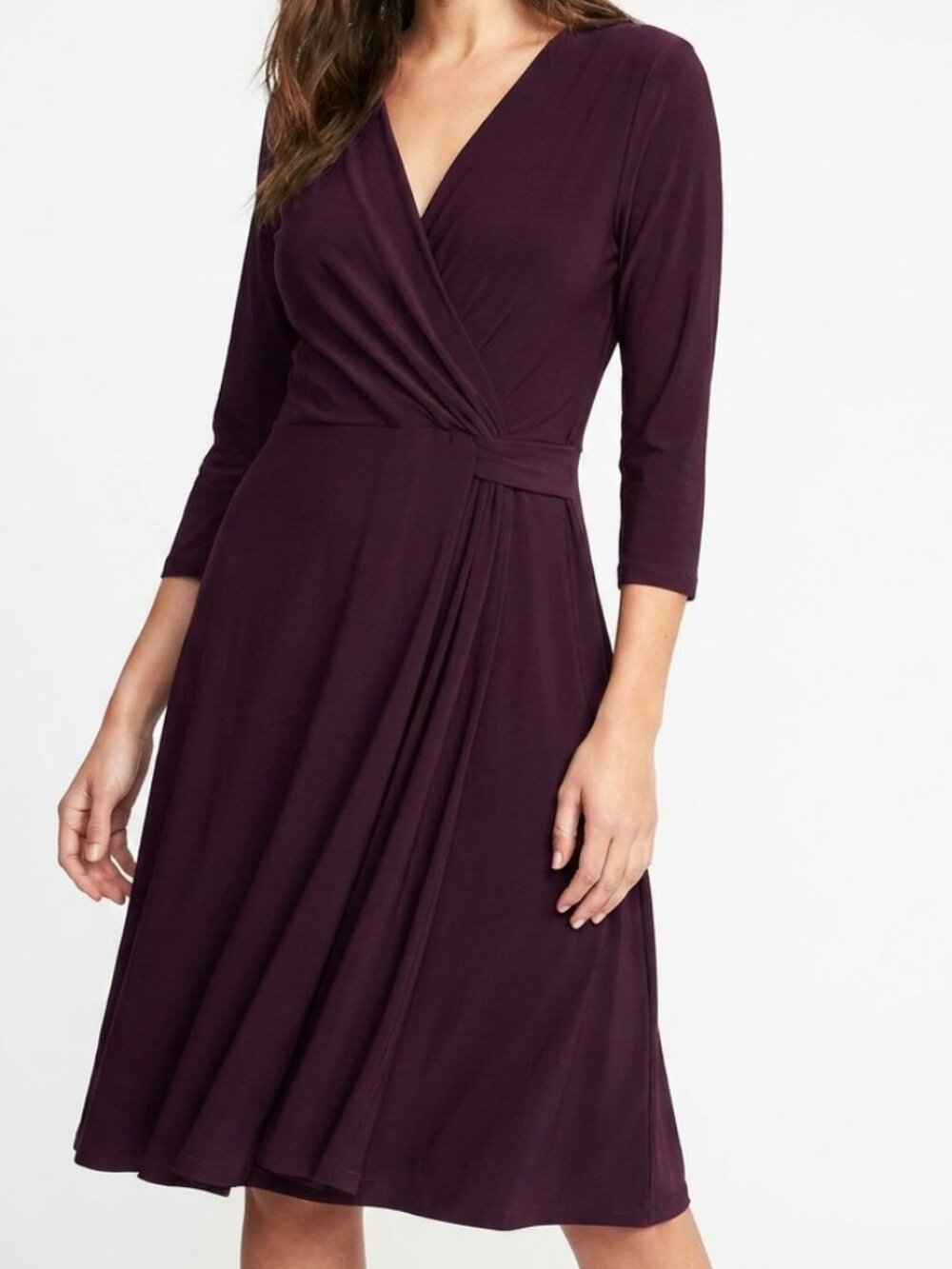 Surplice‎ V-Neck Kaileigh Plum Jersey Knit Wrap Dress Size L Large